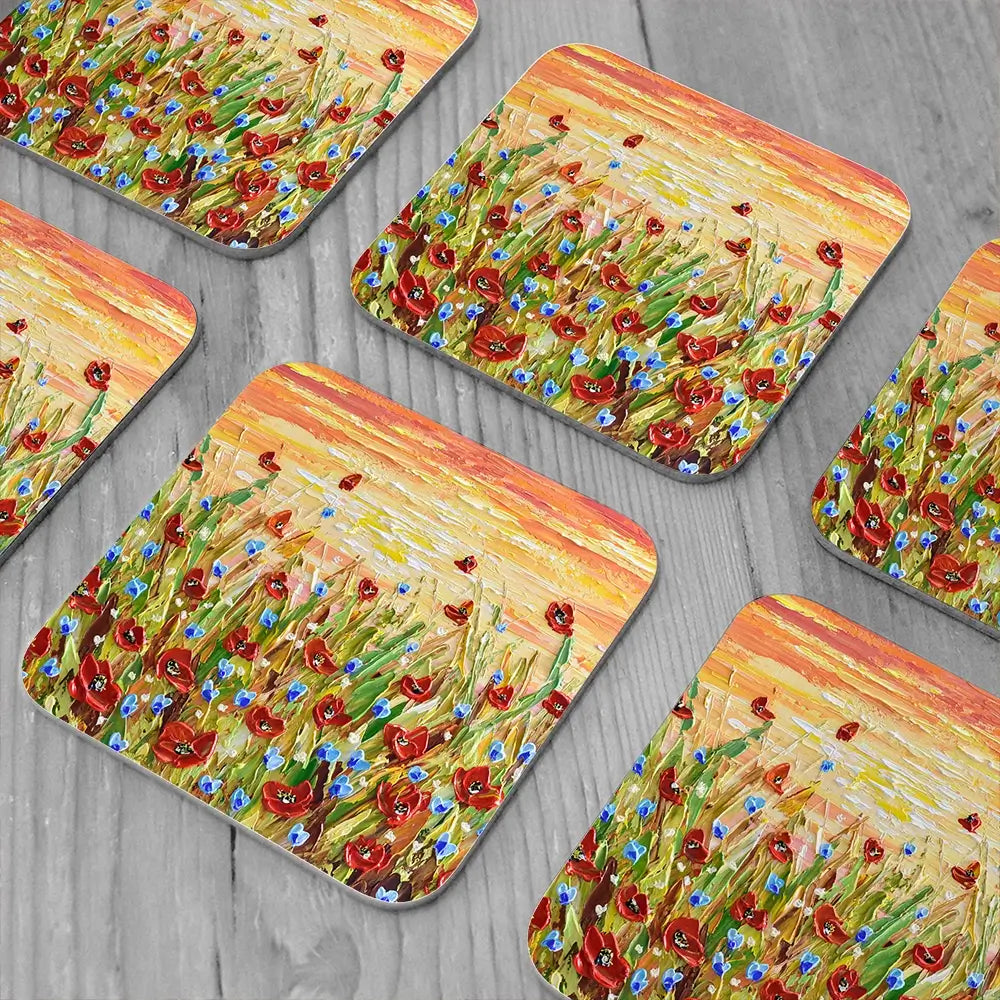 Poppies At Sunset Coaster Set Poppies At Sunset Coaster Set wall art product Olga Tkachyk