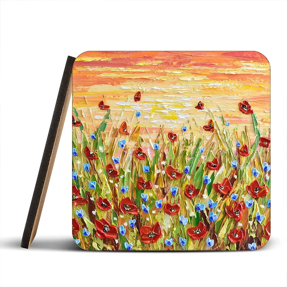 Poppies At Sunset Coaster Set Poppies At Sunset Coaster Set wall art product Olga Tkachyk