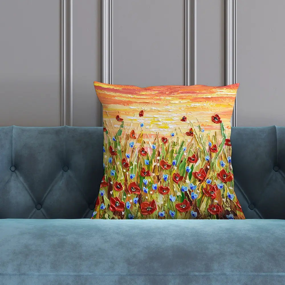 Poppies At Sunset Cushion Poppies At Sunset Cushion wall art product Olga Tkachyk