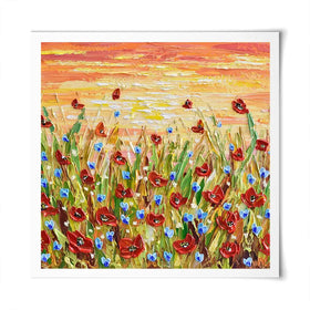 Poppies At Sunset Square Art Print Poppies At Sunset Square Art Print wall art product Olga Tkachyk