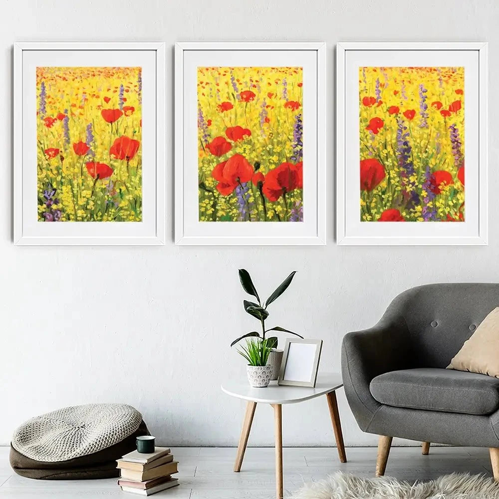 Poppies Oil Painting Framed Art Print Trio Poppies Oil Painting Framed Art Print Trio wall art product Kiril Stanchev / Shutterstock