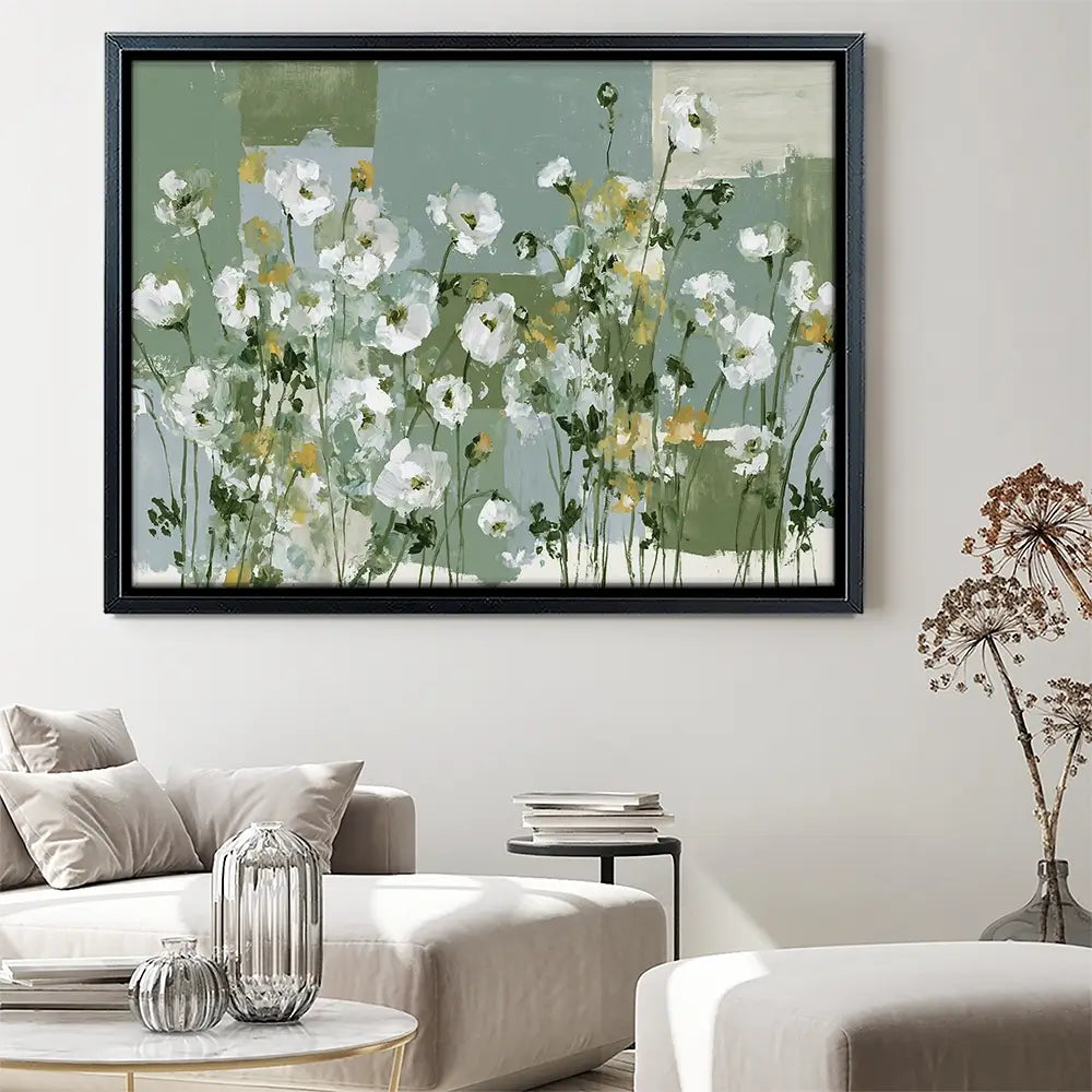 Poppies On Green Blocks Canvas Print Poppies On Green Blocks Canvas Print wall art product Chromatic Storm Studio