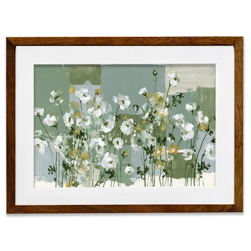 Poppies On Green Blocks Framed Art Print Poppies On Green Blocks Framed Art Print wall art product Chromatic Storm Studio