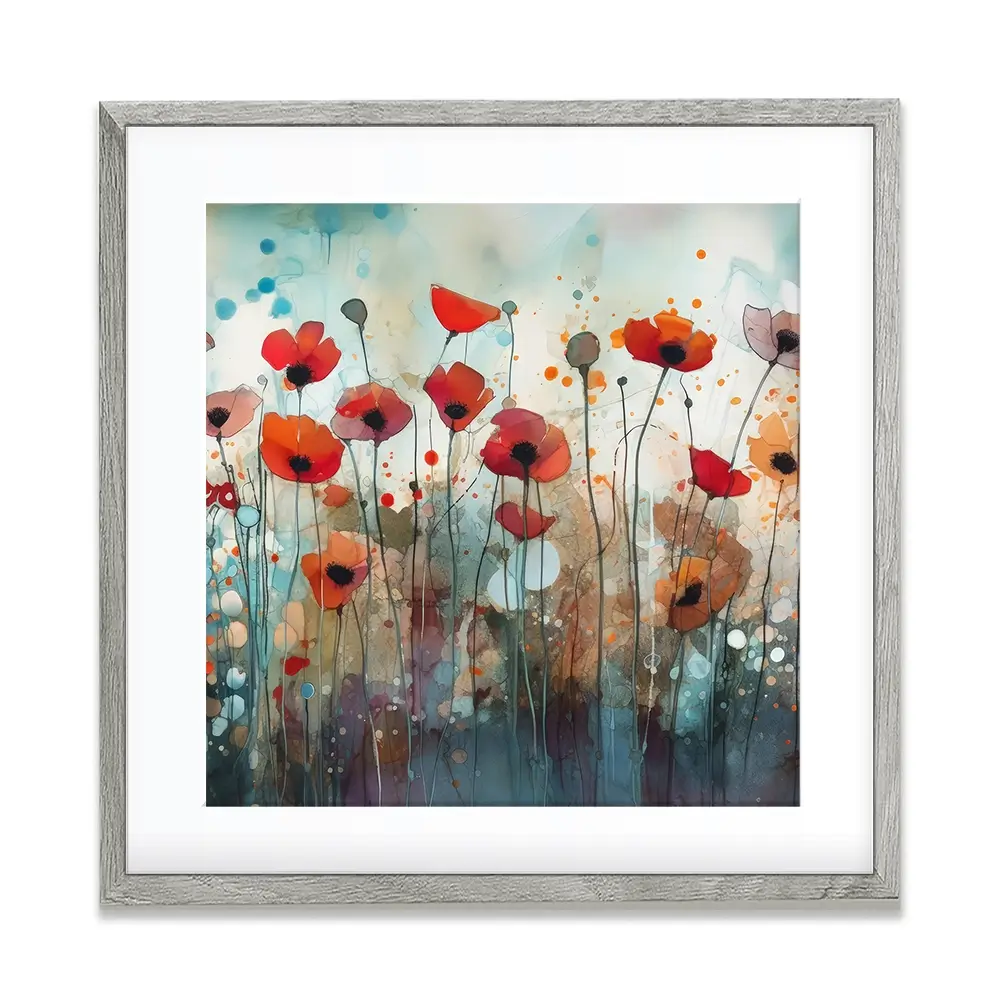 Poppies Square Framed Art Print Poppies Square Framed Art Print wall art product Art Print Shop