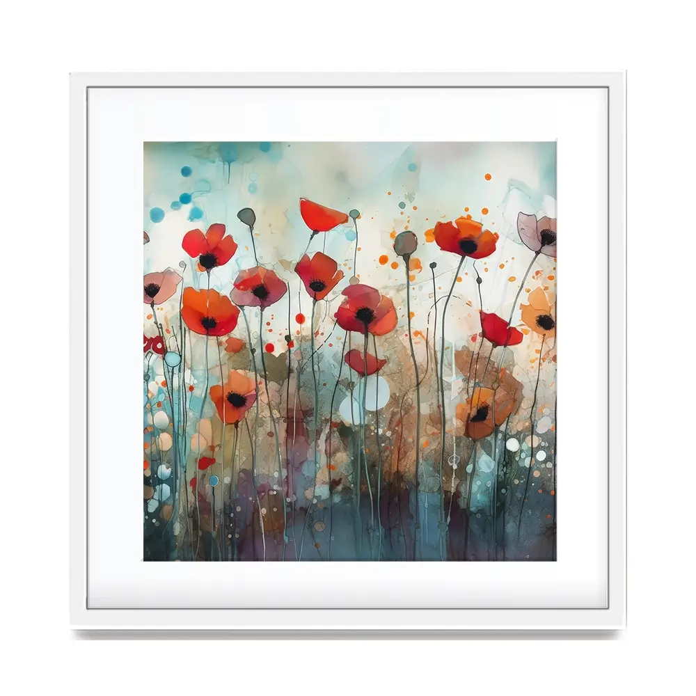 Poppies Square Framed Art Print Poppies Square Framed Art Print wall art product Art Print Shop