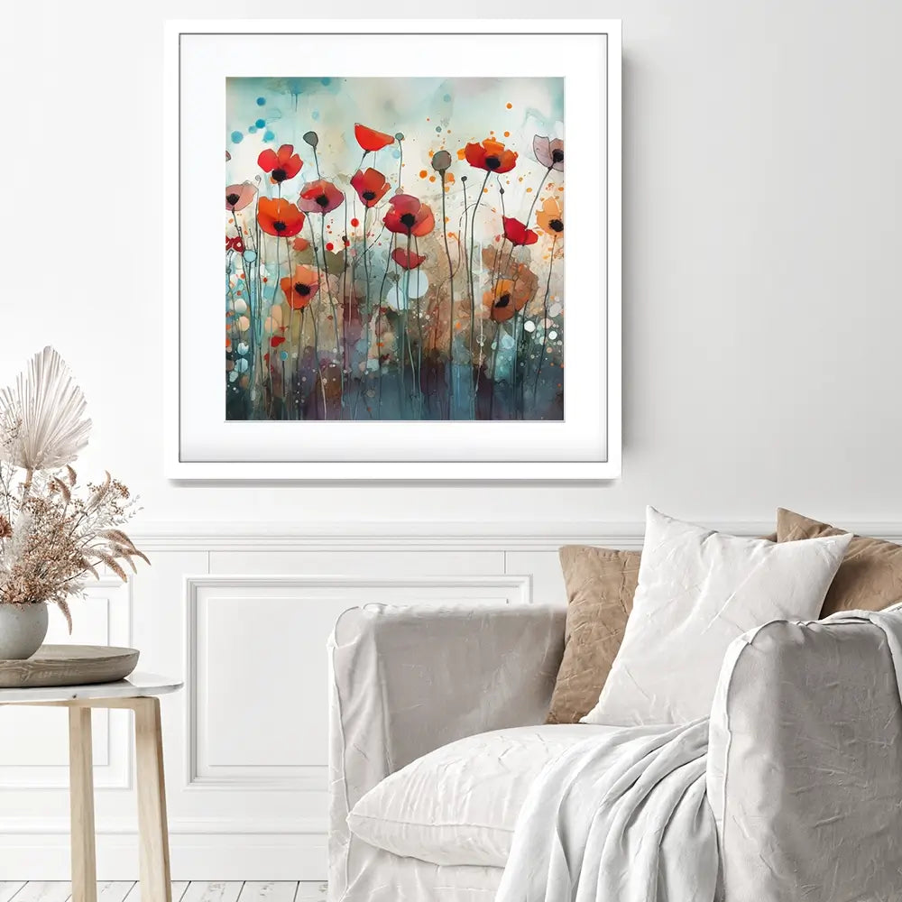 Poppies Square Framed Art Print Poppies Square Framed Art Print wall art product Art Print Shop