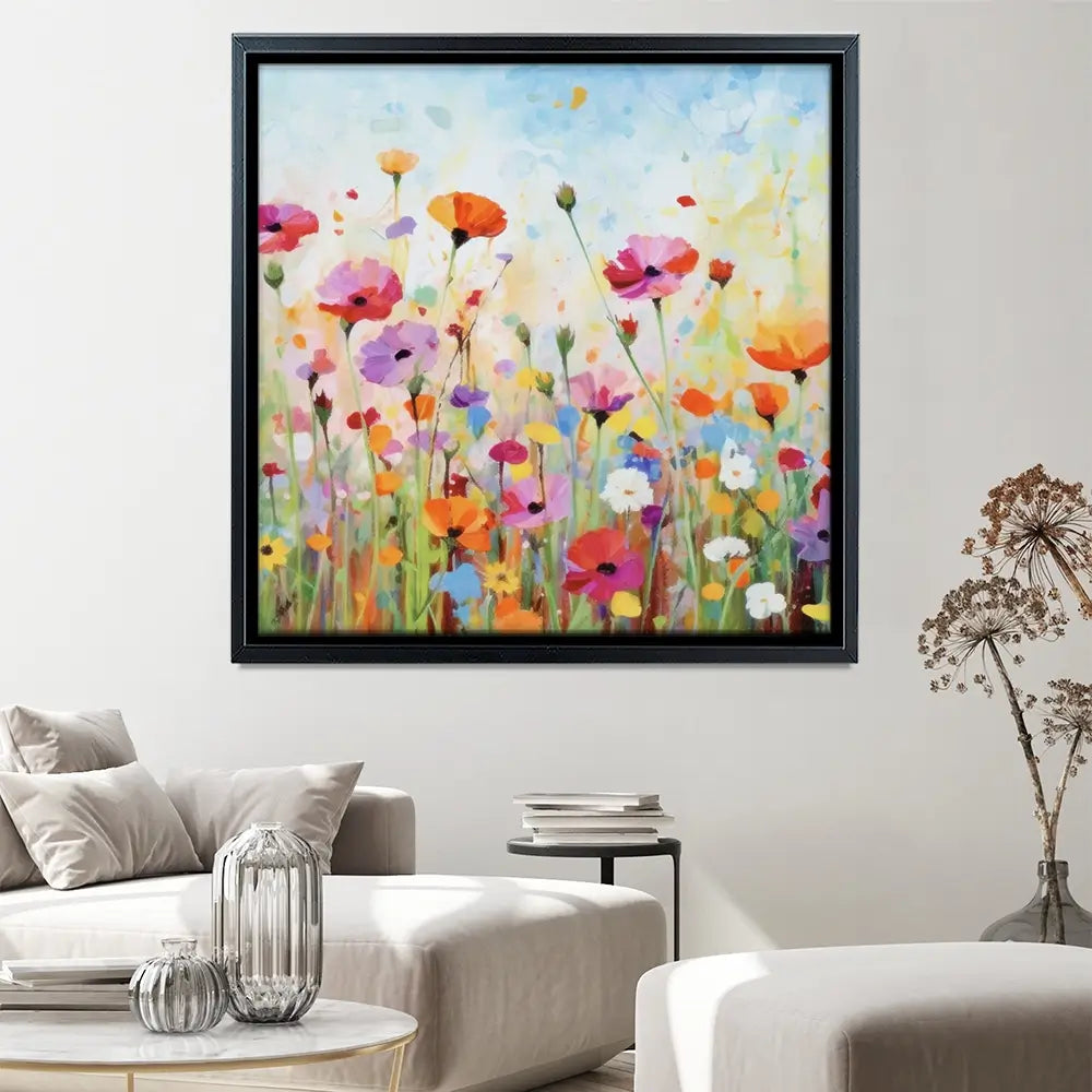 Popping Poppies Square Canvas Print Popping Poppies Square Canvas Print wall art product Art Print Shop