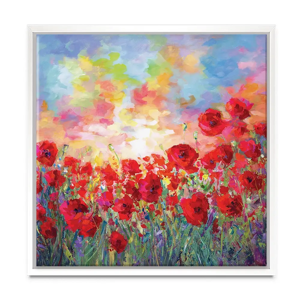 Poppy Flower Field Square Canvas Print Poppy Flower Field Square Canvas Print wall art product Leon Devenice