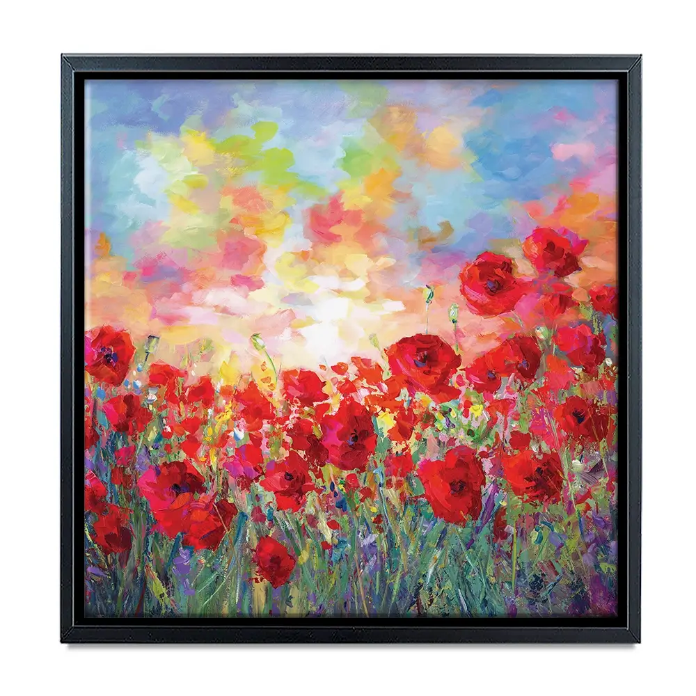 Poppy Flower Field Square Canvas Print Poppy Flower Field Square Canvas Print wall art product Leon Devenice