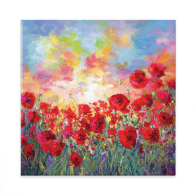 Poppy Flower Field Square Canvas Print Poppy Flower Field Square Canvas Print wall art product Leon Devenice