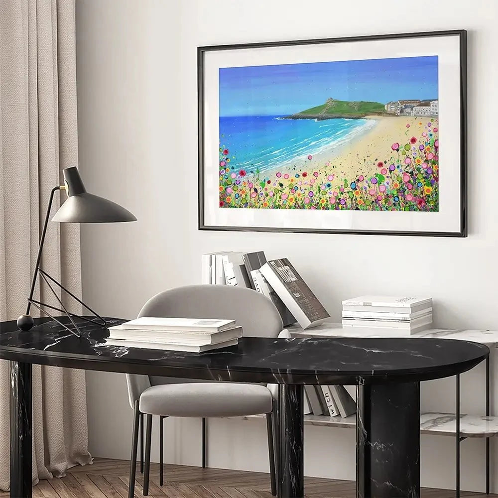 Porthmeor Beach Framed Art Print Porthmeor Beach Framed Art Print wall art product Jo Gough