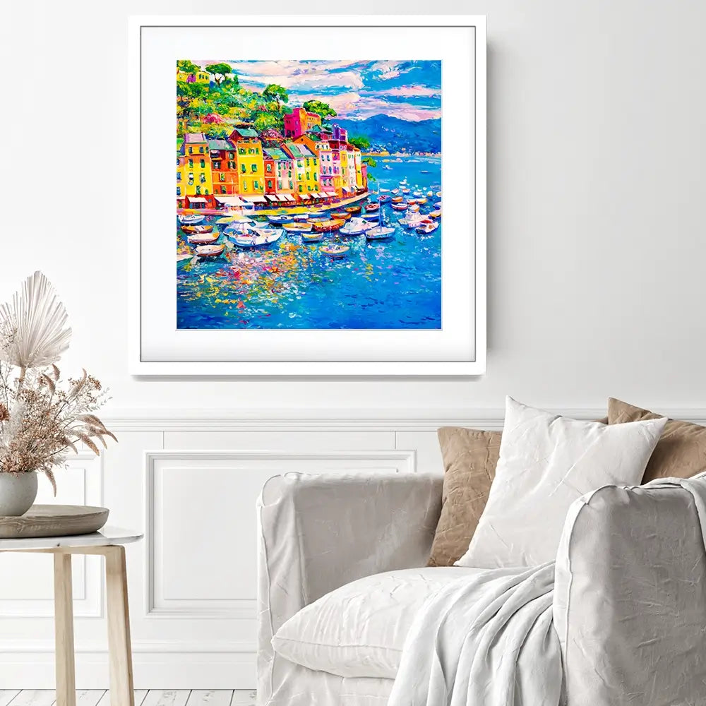 Portofino Square Framed Art Print Portofino Square Framed Art Print wall art product Art Print Shop