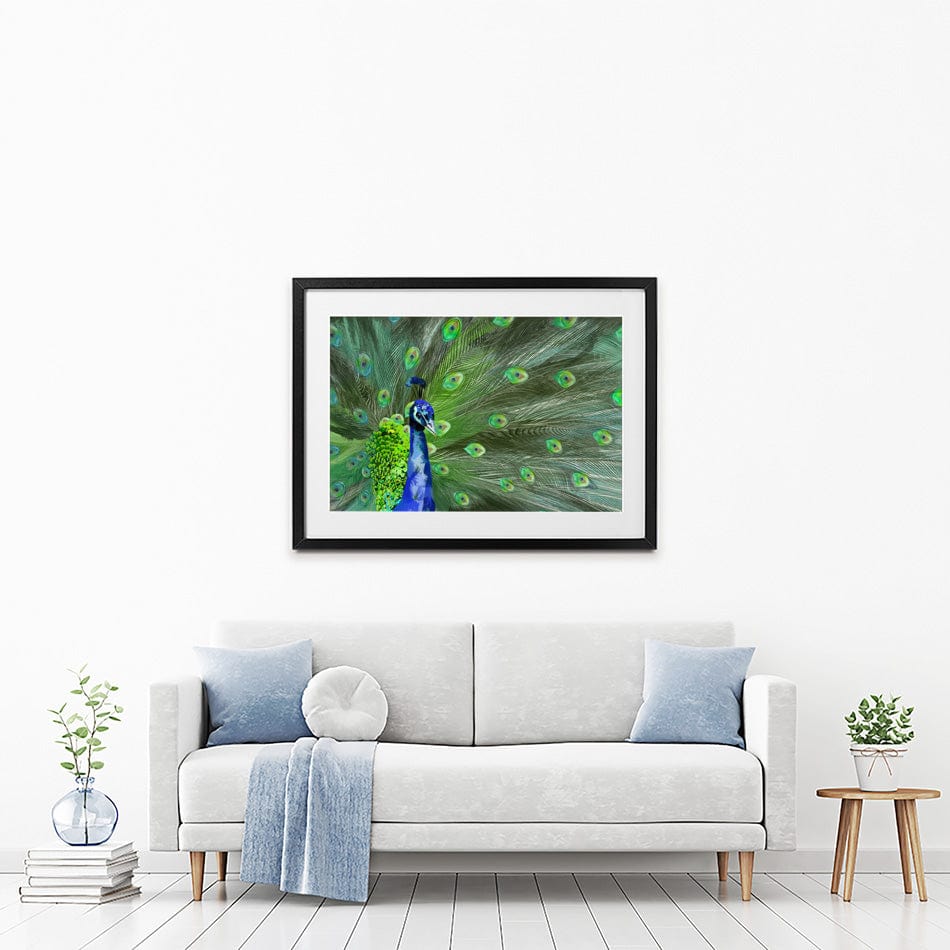 Powerful Peacock Framed Art Print wall art product Aimee Linzi