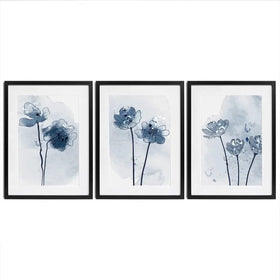 Pretty Blue Flowers Framed Art Print Trio Pretty Blue Flowers Framed Art Print Trio wall art product TWINS DESIGN STUDIO / Shutterstock