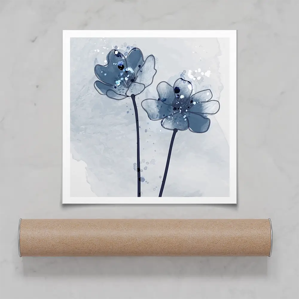 Pretty Blue Flowers Square Art Print Pretty Blue Flowers Square Art Print wall art product Art Print Shop
