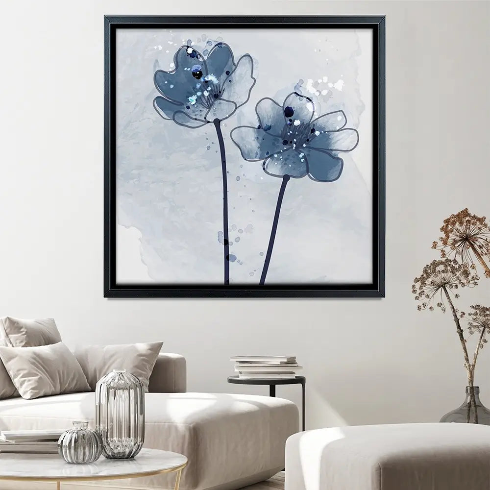 Pretty Blue Flowers Square Canvas Print Pretty Blue Flowers Square Canvas Print wall art product Art Print Shop