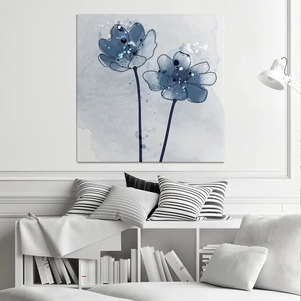 Pretty Blue Flowers Square Canvas Print Pretty Blue Flowers Square Canvas Print wall art product Art Print Shop