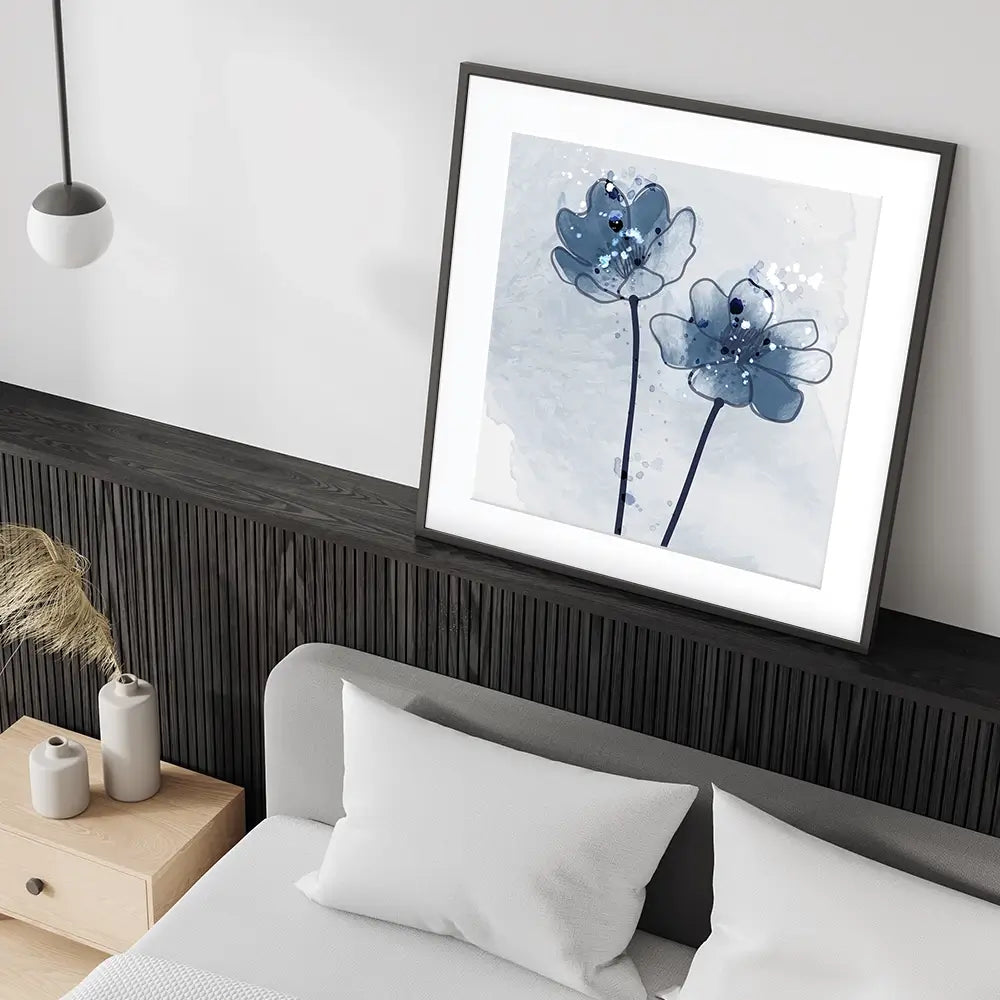 Pretty Blue Flowers Square Framed Art Print Pretty Blue Flowers Square Framed Art Print wall art product Art Print Shop