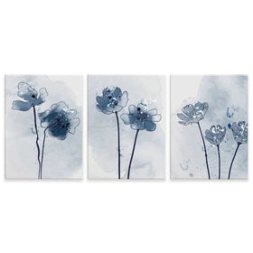 Pretty Blue Flowers Trio Canvas Print Pretty Blue Flowers Trio Canvas Print wall art product TWINS DESIGN STUDIO / Shutterstock