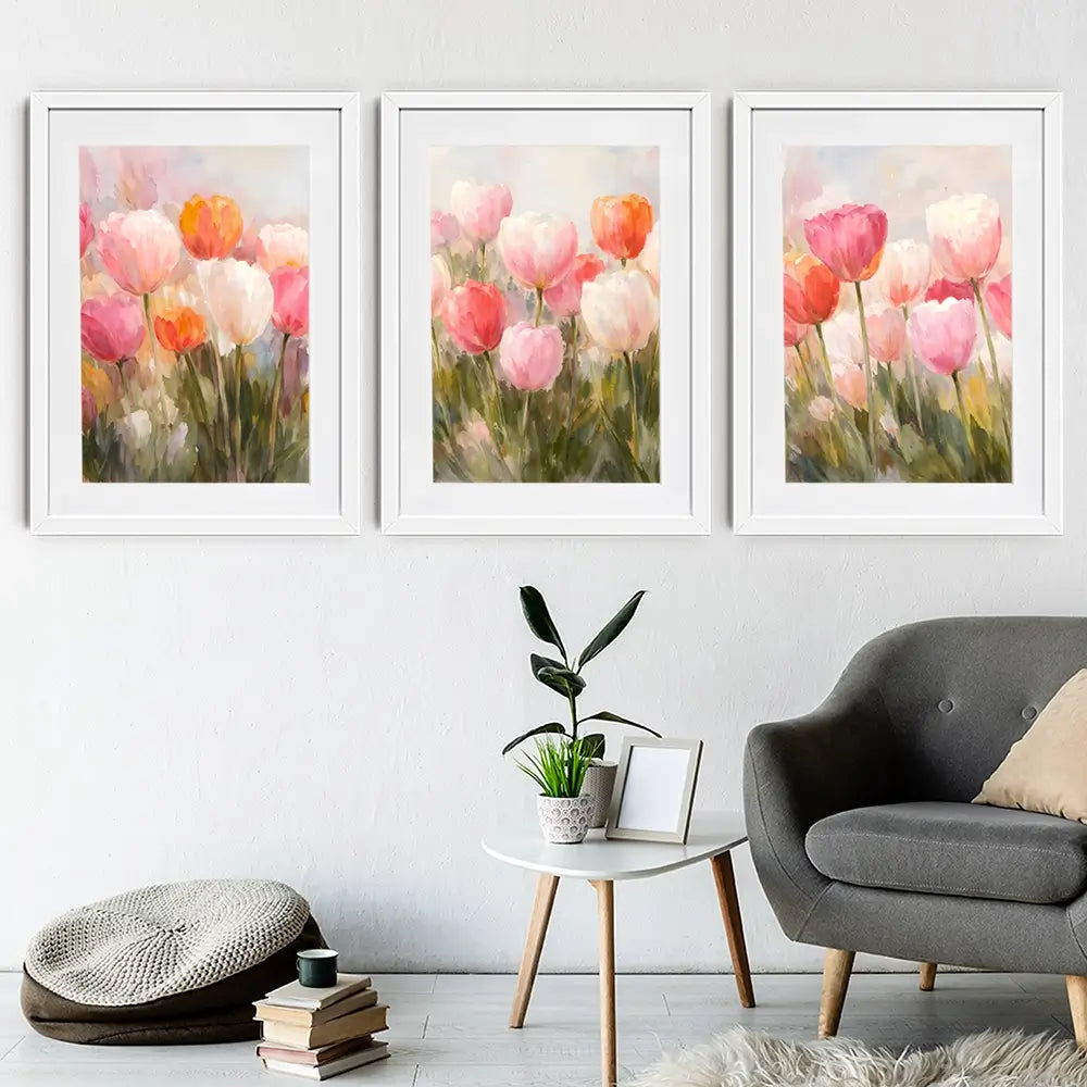 Pretty Tulips Framed Art Print Trio Pretty Tulips Framed Art Print Trio wall art product IAmHomeStudio