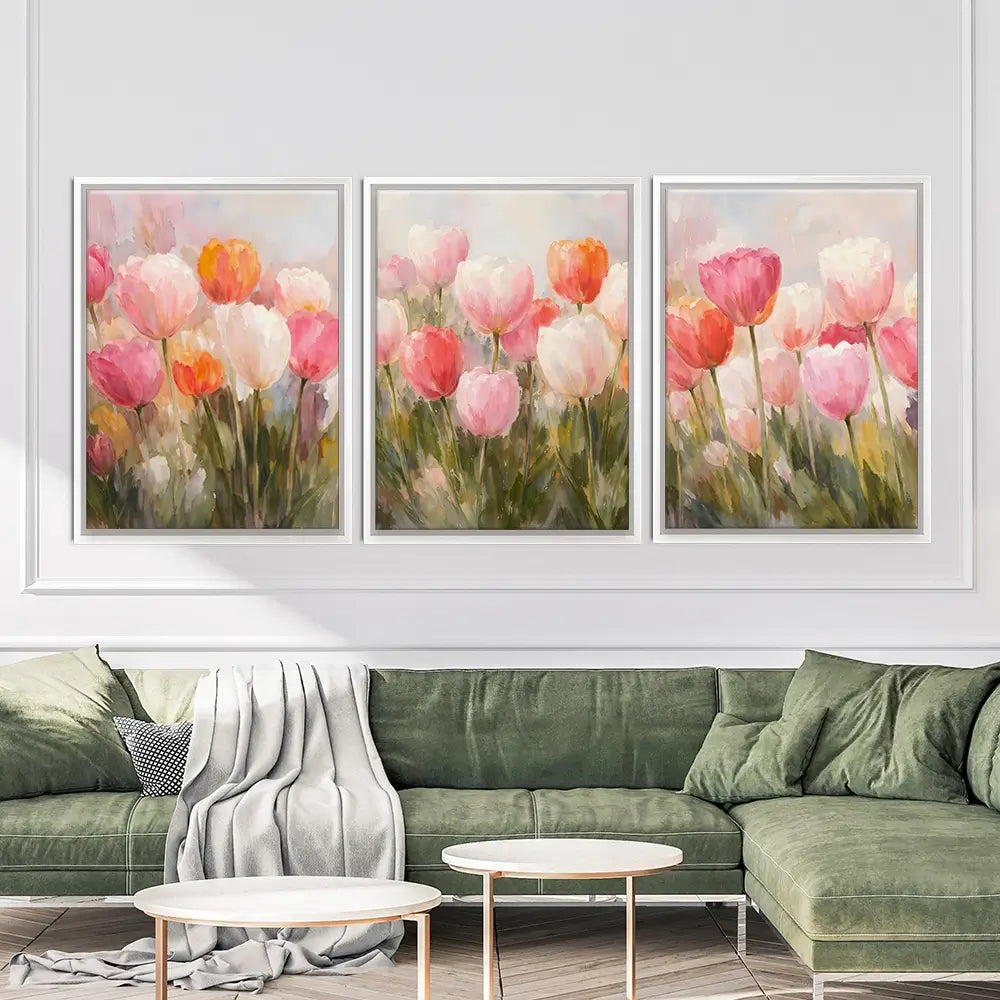 Pretty Tulips Trio Canvas Print Pretty Tulips Trio Canvas Print wall art product IAmHomeStudio