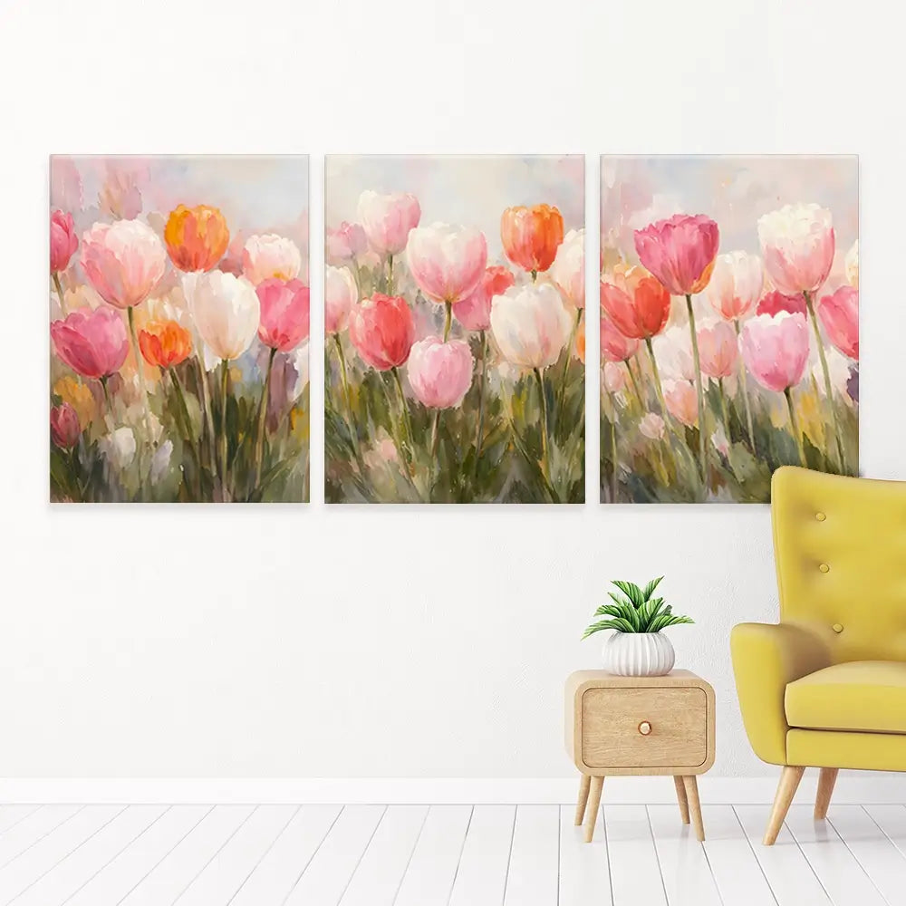 Pretty Tulips Trio Canvas Print Pretty Tulips Trio Canvas Print wall art product IAmHomeStudio