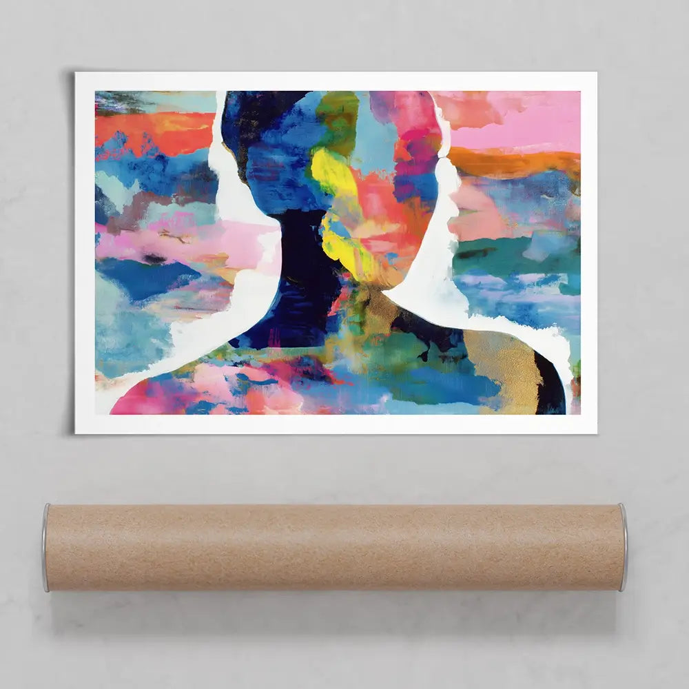 Profile Silhouettes In Colour Art Print Profile Silhouettes In Colour Art Print wall art product Chromatic Storm Studio