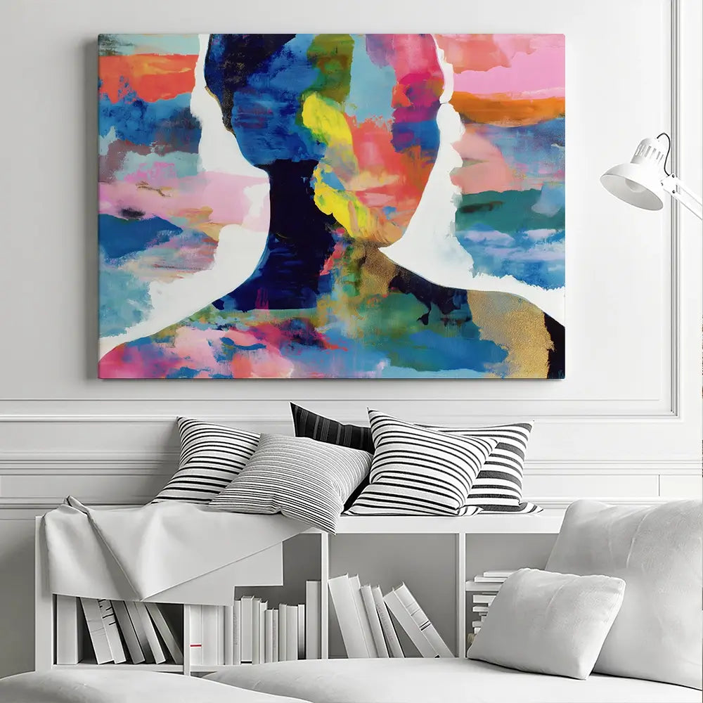 Profile Silhouettes In Colour Canvas Print Profile Silhouettes In Colour Canvas Print wall art product Chromatic Storm Studio