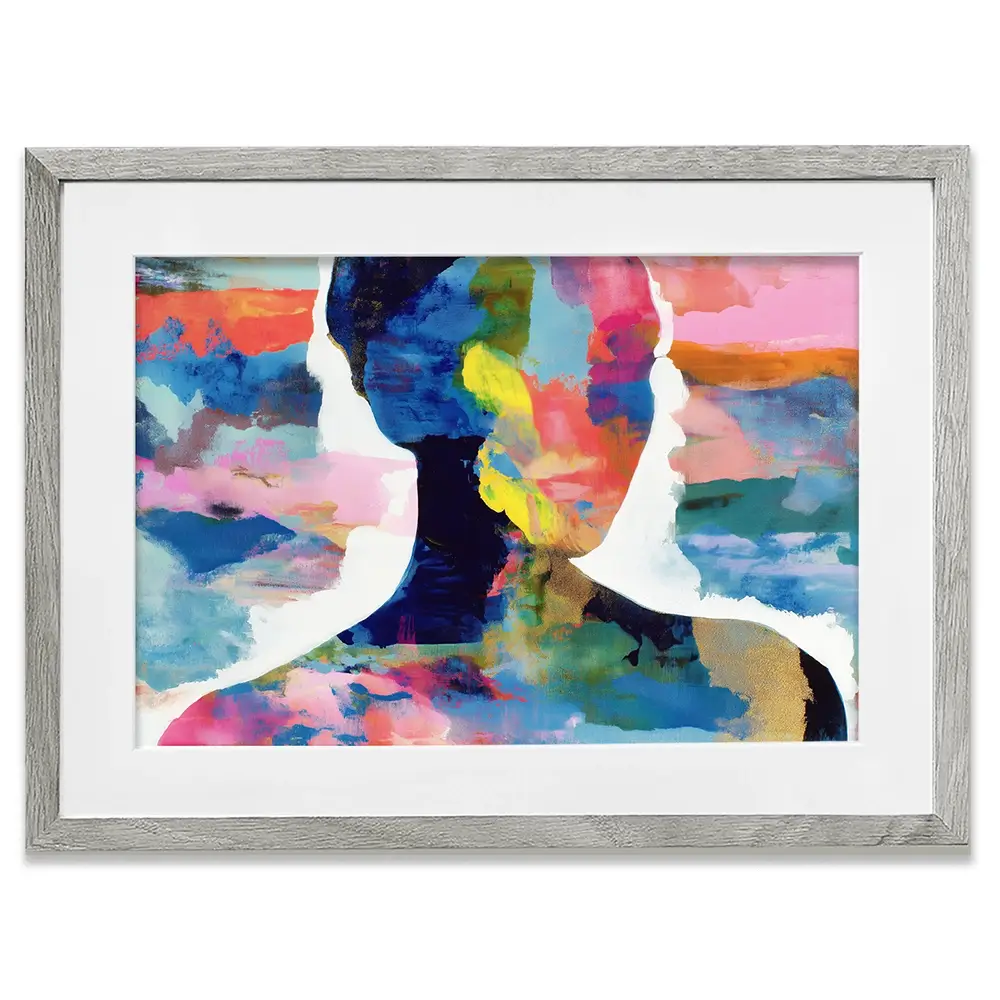 Profile Silhouettes In Colour Framed Art Print Profile Silhouettes In Colour Framed Art Print wall art product Chromatic Storm Studio