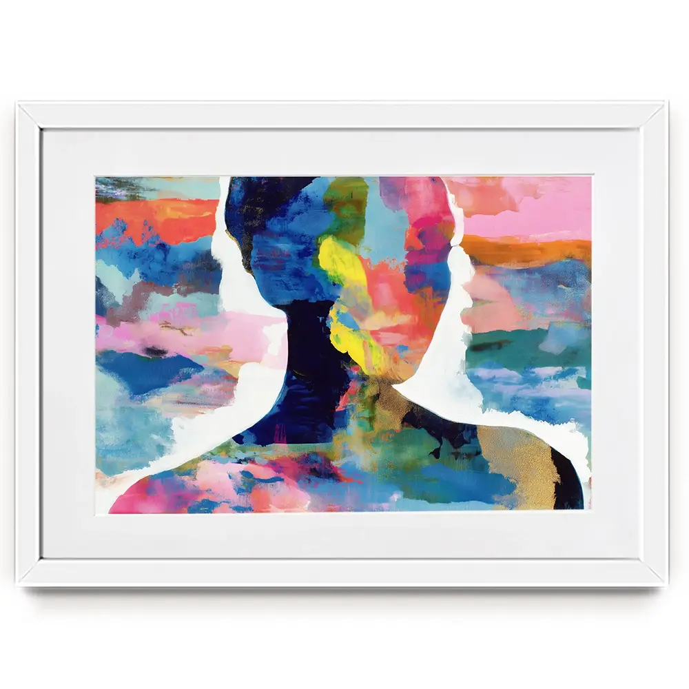 Profile Silhouettes In Colour Framed Art Print Profile Silhouettes In Colour Framed Art Print wall art product Chromatic Storm Studio