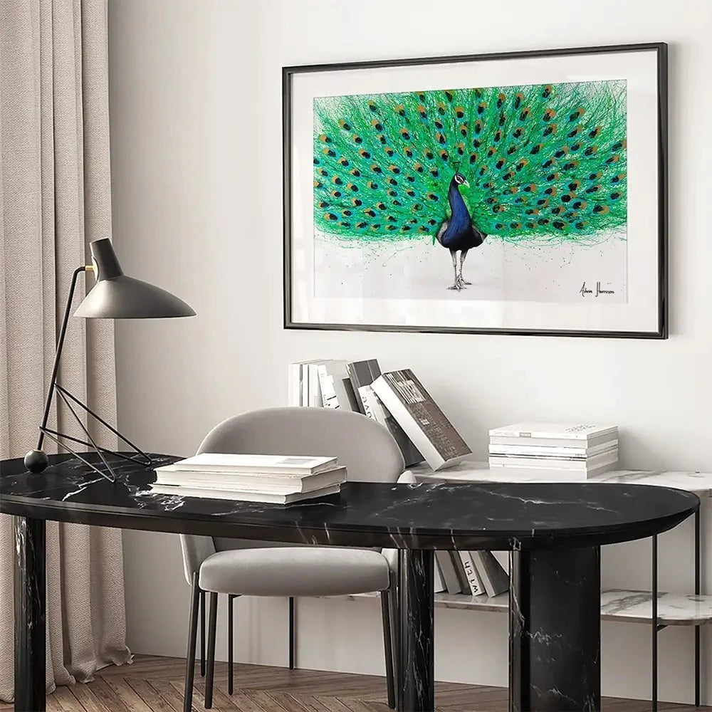 Proud Peacock Framed Art Print Proud Peacock Framed Art Print wall art product Ashvin Harrison