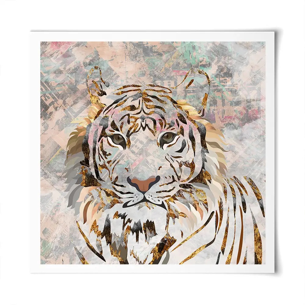 Proud Tiger Square Art Print Proud Tiger Square Art Print wall art product Sarah Manovksi