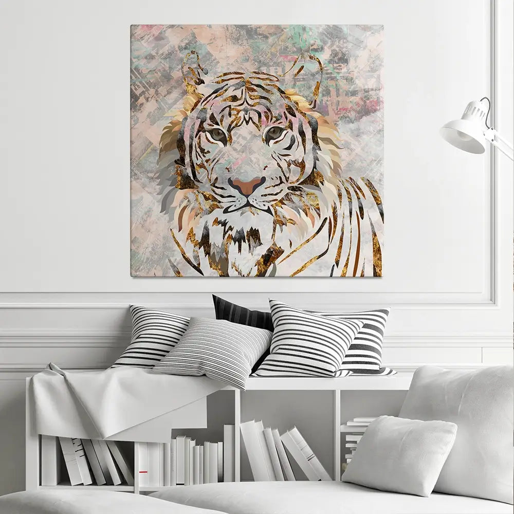 Proud Tiger Square Canvas Print Proud Tiger Square Canvas Print wall art product Sarah Manovksi