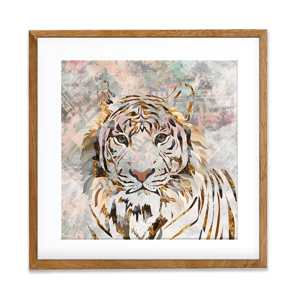 Proud Tiger Square Framed Art Print Proud Tiger Square Framed Art Print wall art product Sarah Manovksi