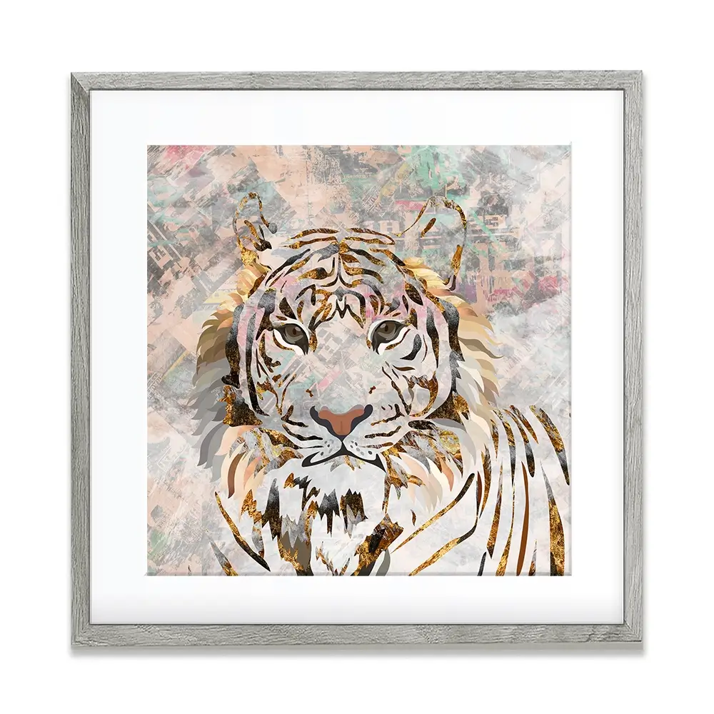 Proud Tiger Square Framed Art Print Proud Tiger Square Framed Art Print wall art product Sarah Manovksi