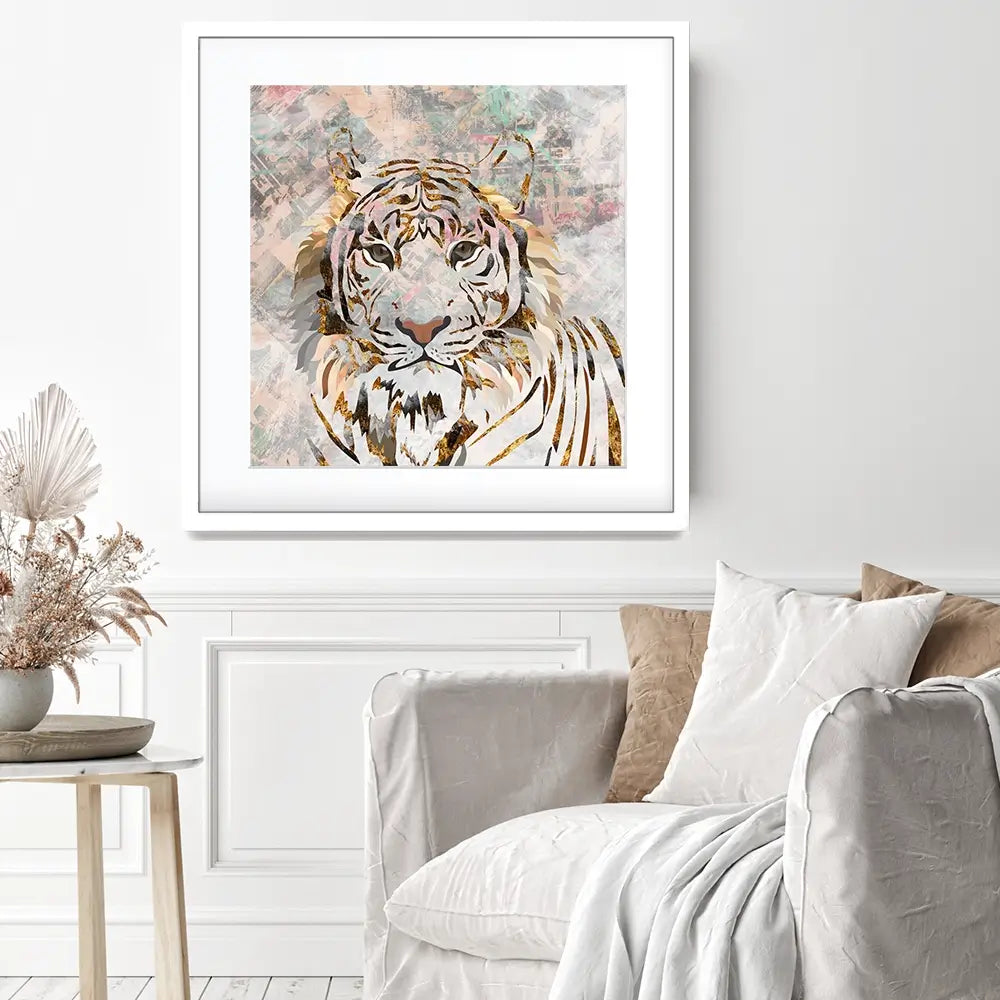 Proud Tiger Square Framed Art Print Proud Tiger Square Framed Art Print wall art product Sarah Manovksi