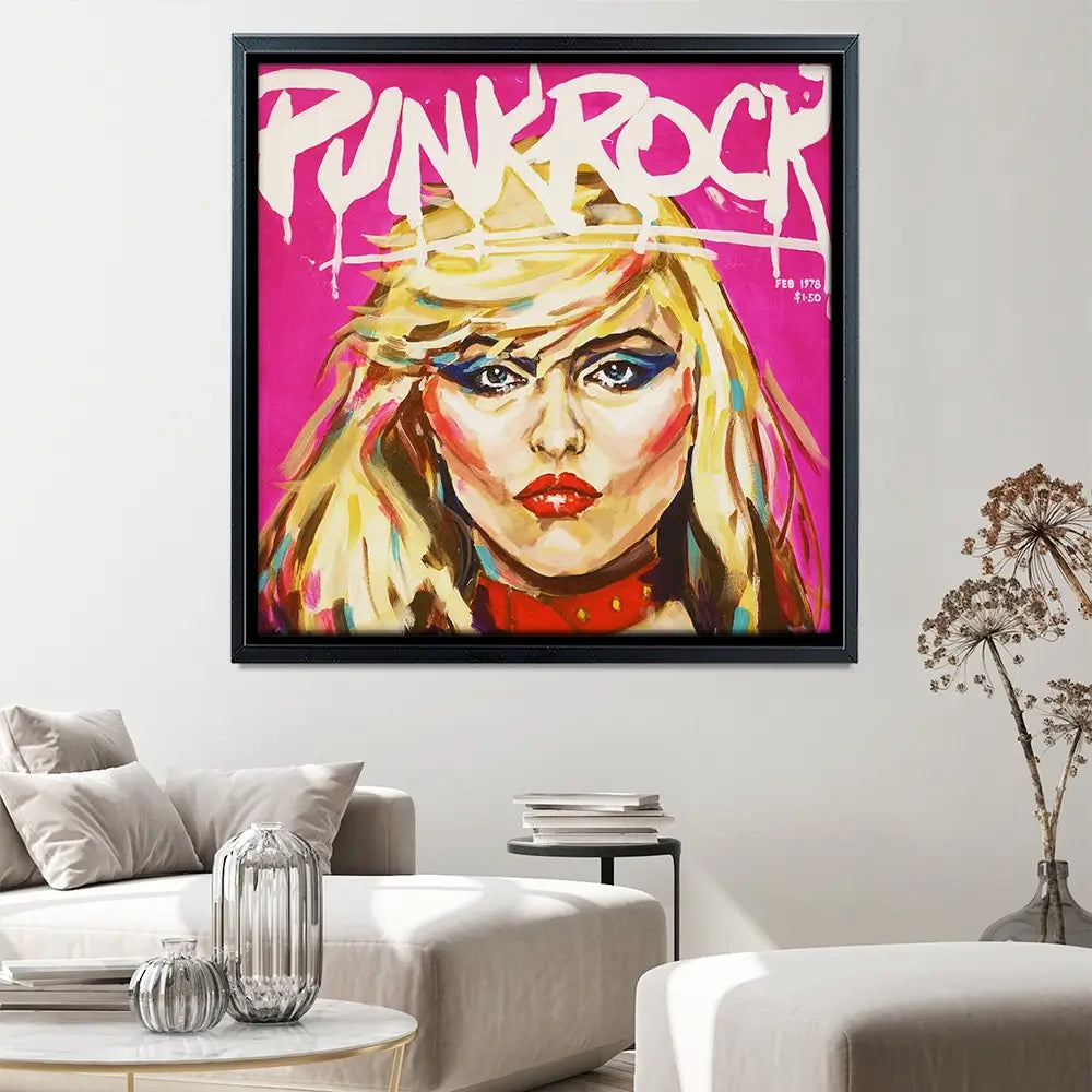 Punk Rock Debbie Harry Square Canvas Print Punk Rock Debbie Harry Square Canvas Print wall art product Juliet Stockton