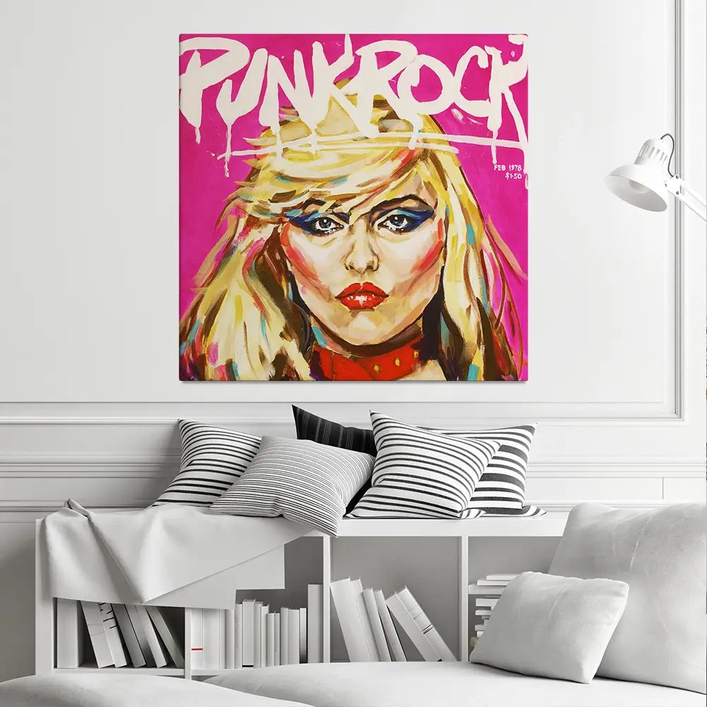 Punk Rock Debbie Harry Square Canvas Print Punk Rock Debbie Harry Square Canvas Print wall art product Juliet Stockton