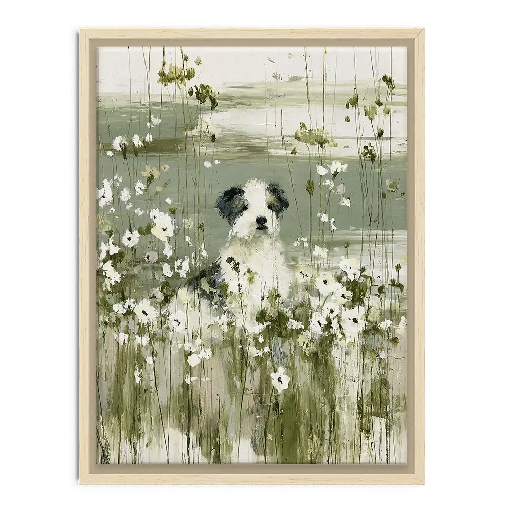 Puppy In The Meadow Canvas Print Puppy In The Meadow Canvas Print wall art product Chromatic Storm Studio