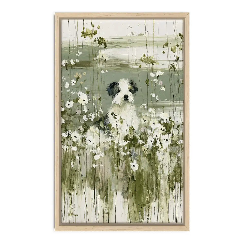 Puppy In The Meadow Canvas Print Puppy In The Meadow Canvas Print wall art product Chromatic Storm Studio