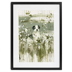 Puppy In The Meadow Framed Art Print Puppy In The Meadow Framed Art Print wall art product Chromatic Storm Studio