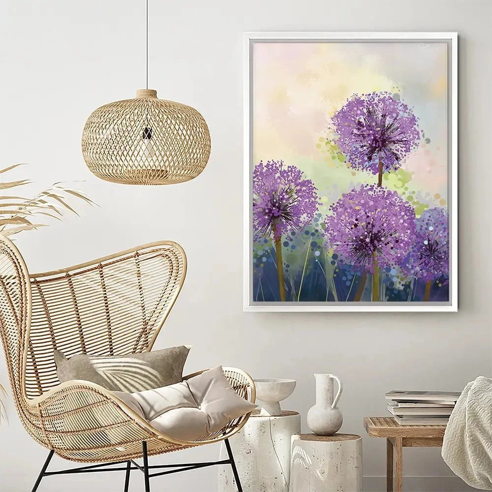 Purple Allium Canvas Print Purple Allium Canvas Print wall art product pluie_r / Shutterstock