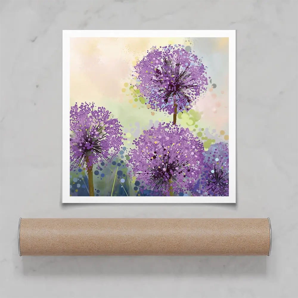 Purple Allium Square Art Print Purple Allium Square Art Print wall art product pluie_r / Shutterstock