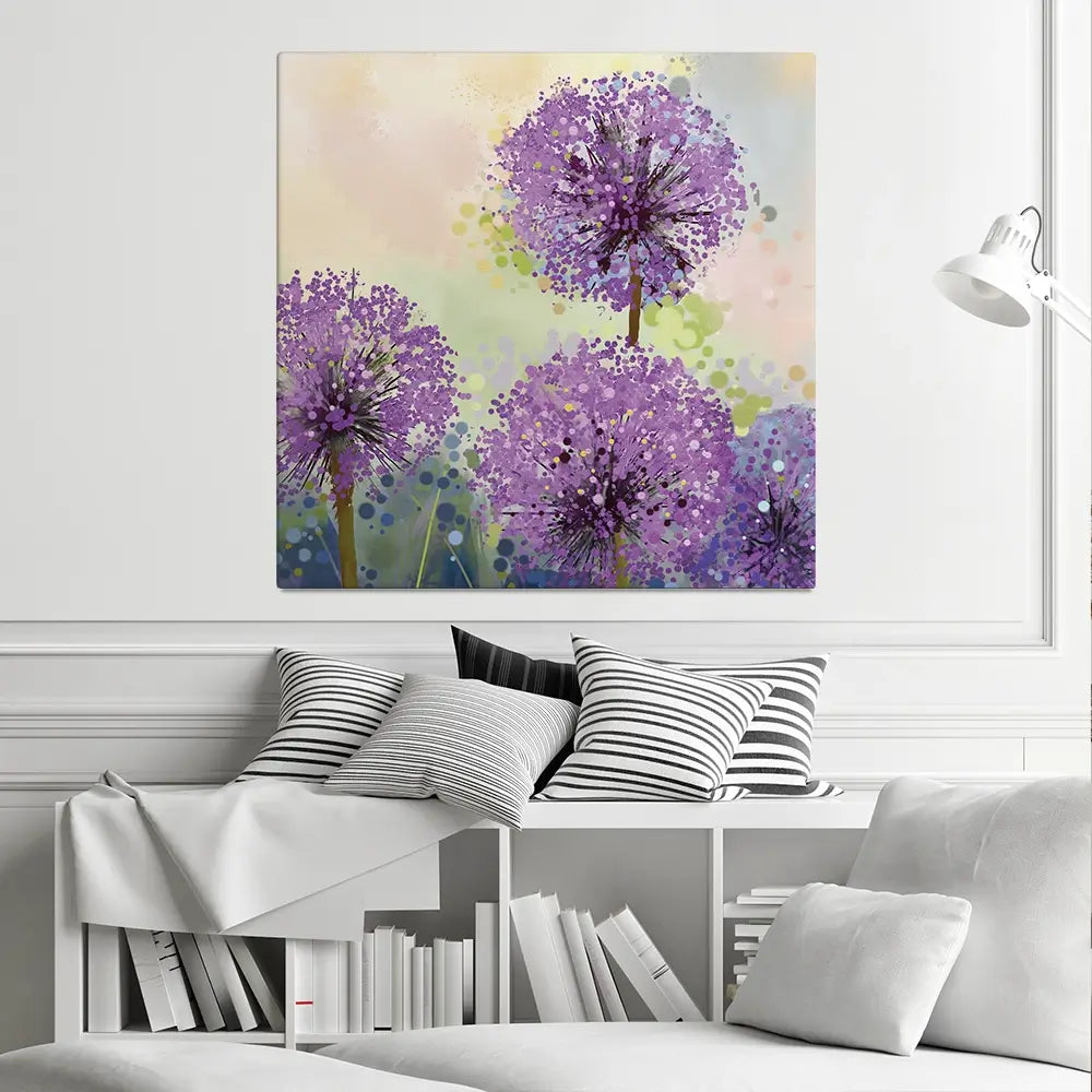 Purple Allium Square Canvas Print Purple Allium Square Canvas Print wall art product pluie_r / Shutterstock