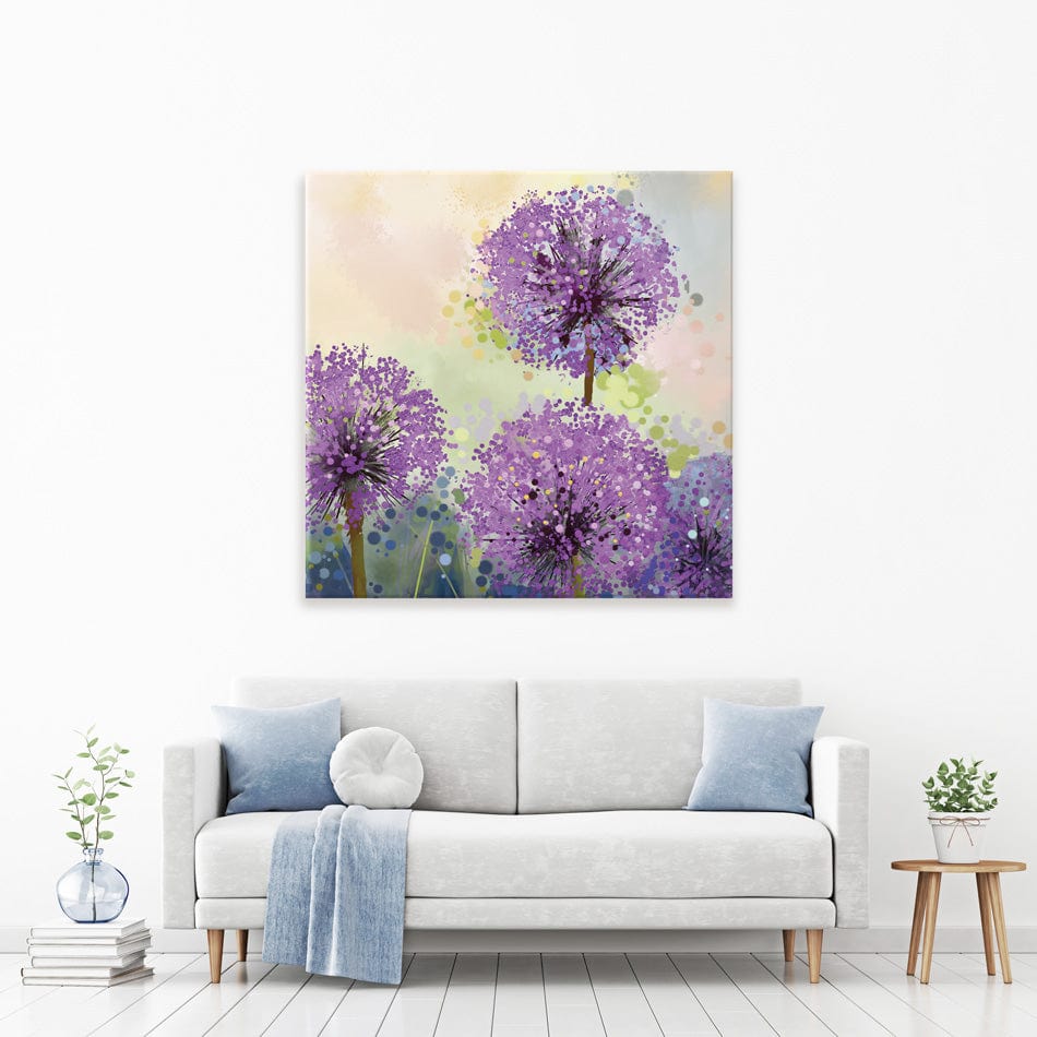 Purple Allium Square Canvas Print wall art product pluie_r / Shutterstock