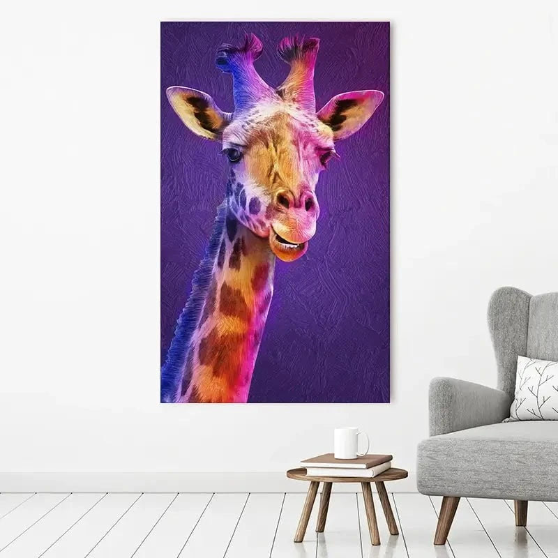 Purple And Pink Giraffe Canvas Print Purple And Pink Giraffe Canvas Print wall art product Mohammadreza Zeidabadi / Shutterstock