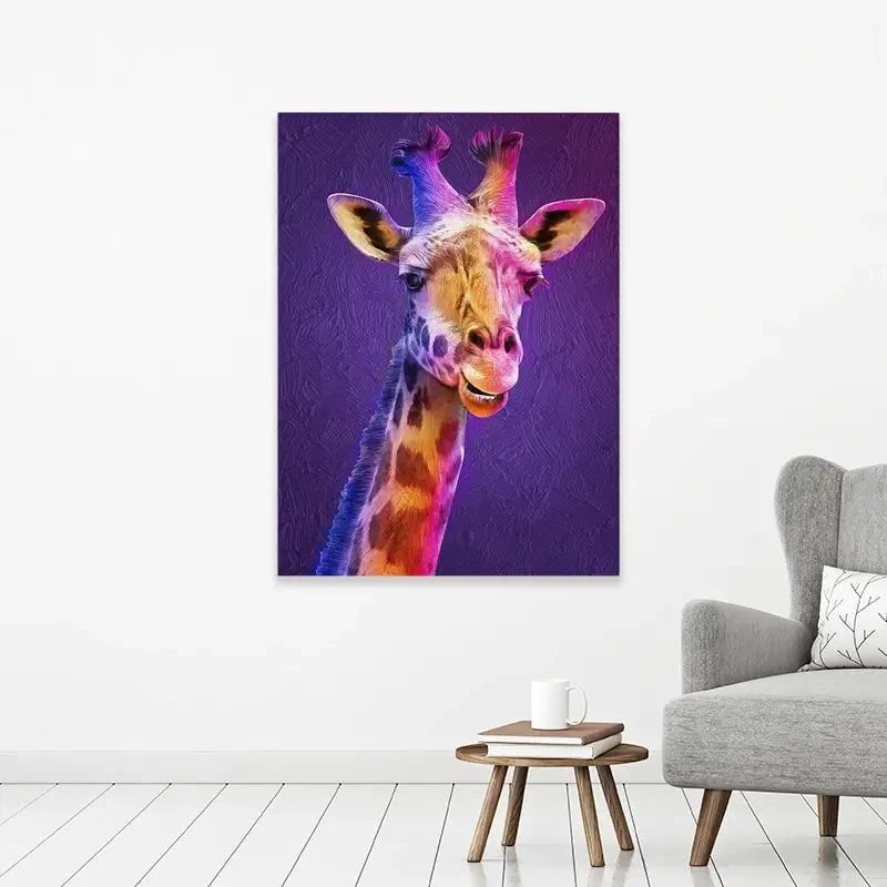 Purple And Pink Giraffe Canvas Print Purple And Pink Giraffe Canvas Print wall art product Mohammadreza Zeidabadi / Shutterstock