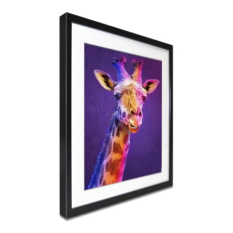 Purple And Pink Giraffe Framed Art Print Purple And Pink Giraffe Framed Art Print wall art product Mohammadreza Zeidabadi / Shutterstock