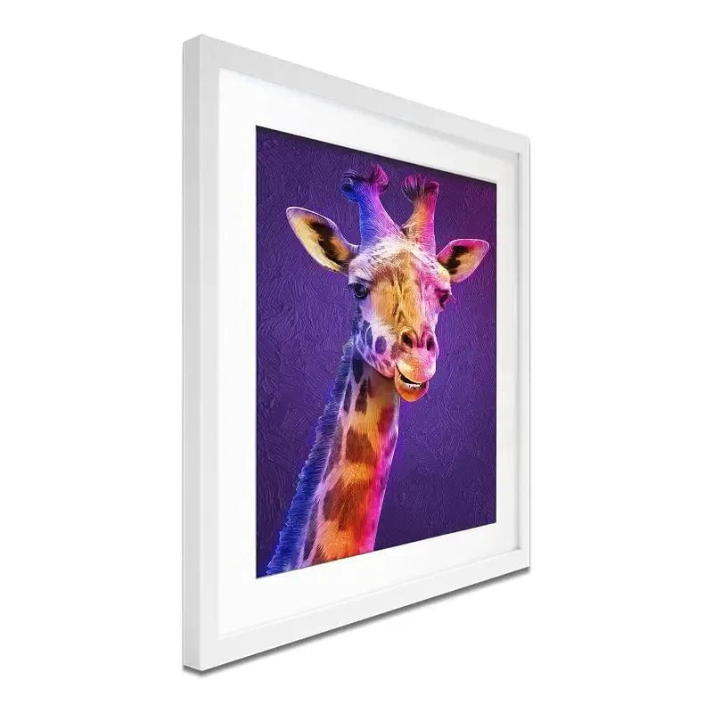Purple And Pink Giraffe Framed Art Print Purple And Pink Giraffe Framed Art Print wall art product Mohammadreza Zeidabadi / Shutterstock