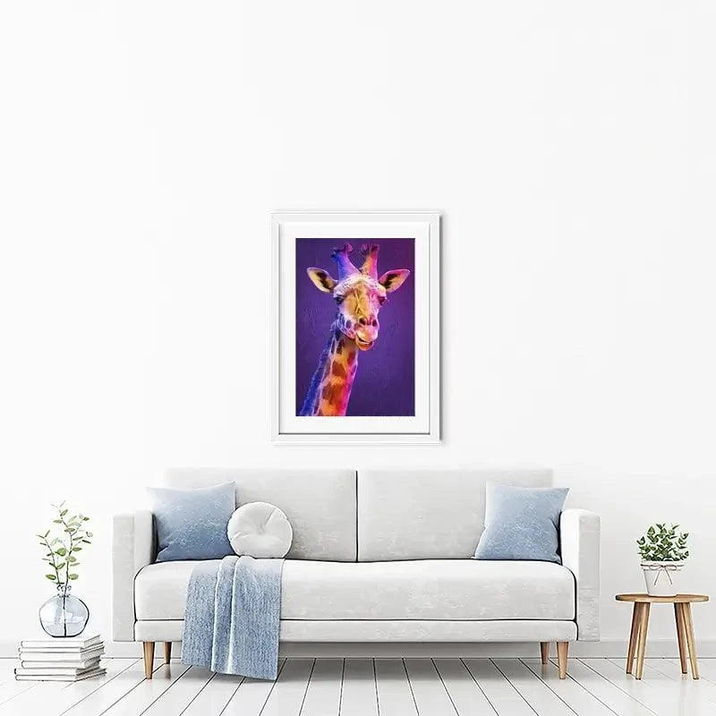 Purple And Pink Giraffe Framed Art Print Purple And Pink Giraffe Framed Art Print wall art product Mohammadreza Zeidabadi / Shutterstock